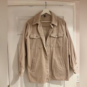 H&M Cream Corduroy Oversized Jacket - size S